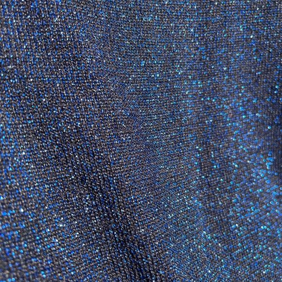 Blue sparkling mock neck cold shoulder sweater - Picture 4 of 5